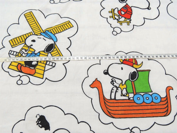 【スヌーピー】激レア!ドリーム柄・50'sヴィンテージ・USEDフラットシーツ(1/2)