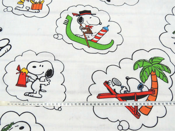 【スヌーピー】激レア!ドリーム柄・50'sヴィンテージ・USEDフラットシーツ(1/2)