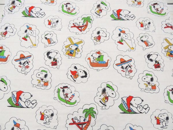 【スヌーピー】激レア!ドリーム柄・50'sヴィンテージ・USEDフラットシーツ(1/2)