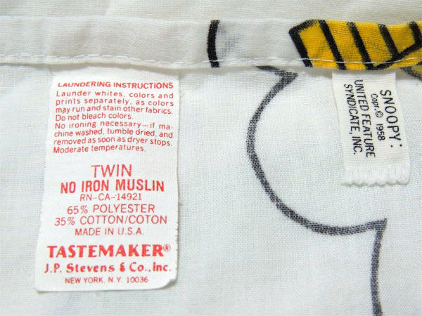 【スヌーピー】激レア!ドリーム柄・50'sヴィンテージ・USEDフラットシーツ(1/2)