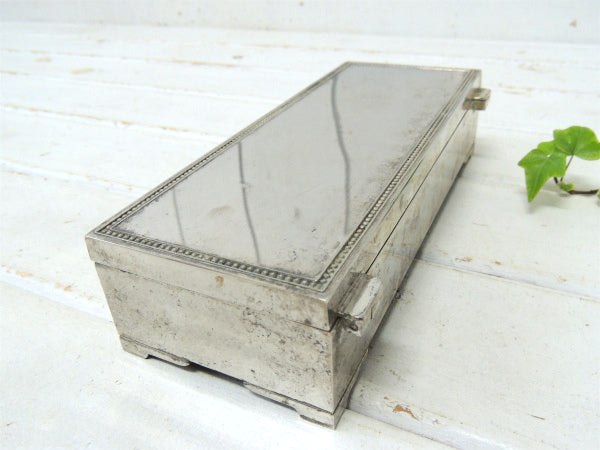 【シルバートーン】ミラー付き・ヴィンテージ・ジュエリーケース・宝石箱・ジュエリーボックス USA