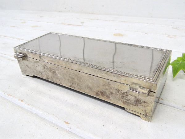 【シルバートーン】ミラー付き・ヴィンテージ・ジュエリーケース・宝石箱・ジュエリーボックス USA