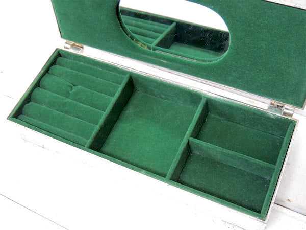 【シルバートーン】ミラー付き・ヴィンテージ・ジュエリーケース・宝石箱・ジュエリーボックス USA