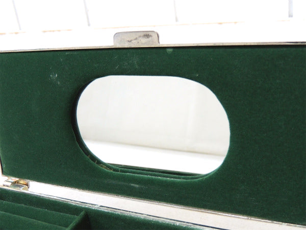 【シルバートーン】ミラー付き・ヴィンテージ・ジュエリーケース・宝石箱・ジュエリーボックス USA