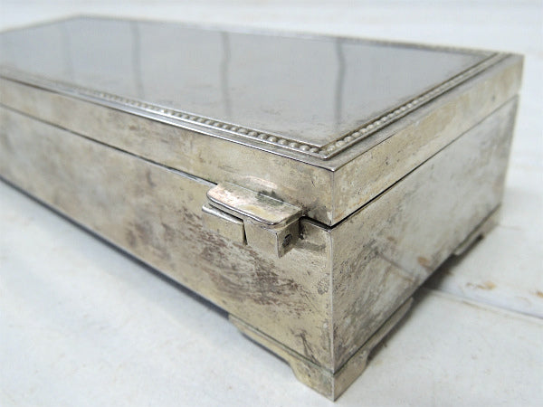 【シルバートーン】ミラー付き・ヴィンテージ・ジュエリーケース・宝石箱・ジュエリーボックス USA