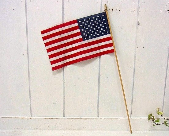 木製ポール付き・ヴィンテージ・星条旗・アメリカンフラッグ/国旗/50星 USA