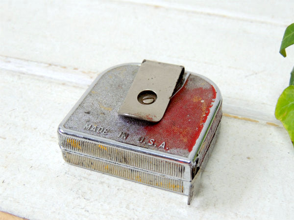 【12FT・ベルトクリップ付き】ヴィンテージ・メジャーテープ・巻尺・USA・工業系