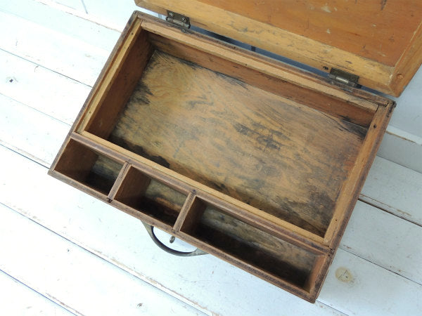 ミリタリーカラー・仕切り付き・木製・ヴィンテージ・木箱・ウッドボックス・工具箱 USA・トランク