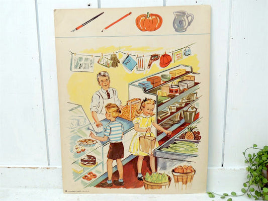 USA!グロッサリーストアのお買い物・学習用・ヴィンテージ・ポスター・印刷物