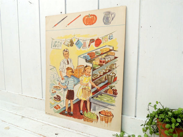 USA!グロッサリーストアのお買い物・学習用・ヴィンテージ・ポスター・印刷物