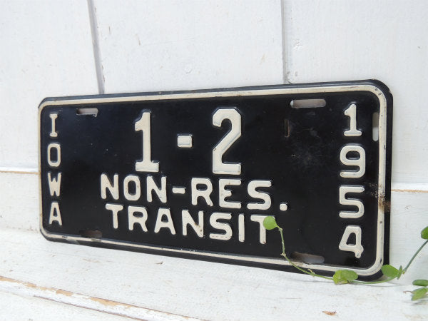 【IOWA】1-2 NON-RES.TRANSIT・1954年・ビンテージ・ナンバープレート・アメ車