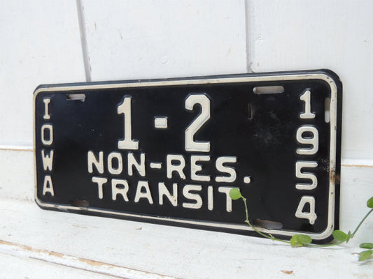 【IOWA】1-2 NON-RES.TRANSIT・1954年・ビンテージ・ナンバープレート・アメ車