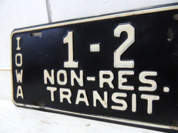 【IOWA】1-2 NON-RES.TRANSIT・1954年・ビンテージ・ナンバープレート・アメ車