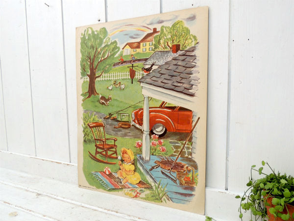 USA!アメリカのお庭・学習用・ヴィンテージ・ポスター/クラシックカー