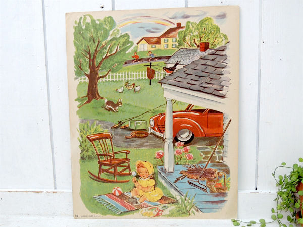 USA!アメリカのお庭・学習用・ヴィンテージ・ポスター/クラシックカー