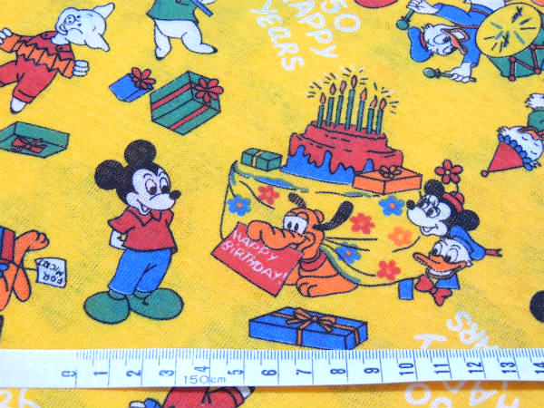 ミッキー&フレンズ 激レア!ミッキーマウス・生誕50周年記念・ヴィンテージ・ファブリック・生地