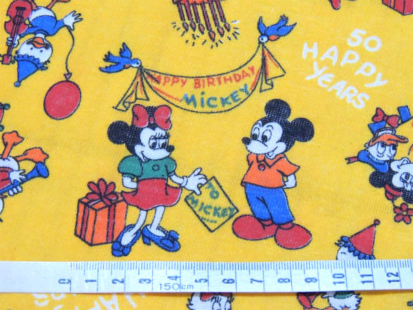ミッキー&フレンズ 激レア!ミッキーマウス・生誕50周年記念・ヴィンテージ・ファブリック・生地