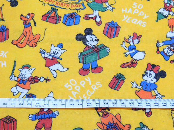 ミッキー&フレンズ 激レア!ミッキーマウス・生誕50周年記念・ヴィンテージ・ファブリック・生地