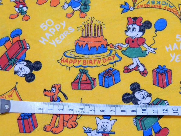 ミッキー&フレンズ 激レア!ミッキーマウス・生誕50周年記念・ヴィンテージ・ファブリック・生地