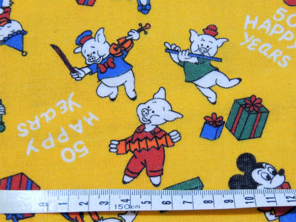 ミッキー&フレンズ 激レア!ミッキーマウス・生誕50周年記念・ヴィンテージ・ファブリック・生地