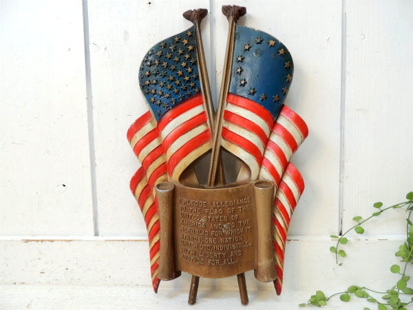【アメリカ合衆国/忠誠の誓い】星条旗・ヴィンテージ・壁掛式・看板・サイン・旗
