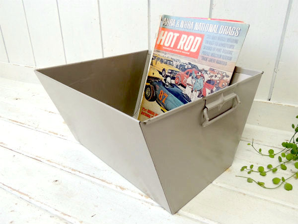 USA メタル製 ヴィンテージ 書類ケース 書類バスケット ファイルケース インダストリアル 工業系 ベージュグレー　