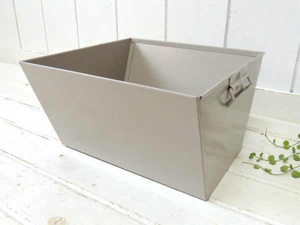 USA メタル製 ヴィンテージ 書類ケース 書類バスケット ファイルケース インダストリアル 工業系 ベージュグレー　