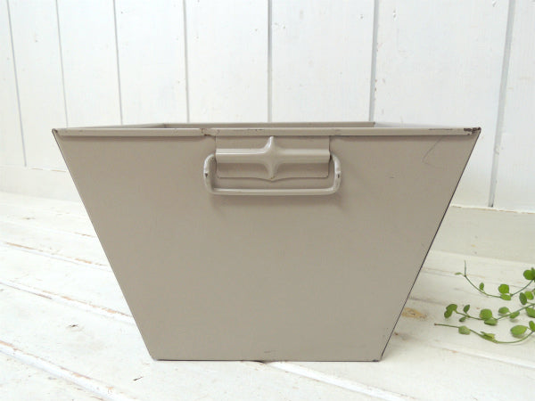 USA メタル製 ヴィンテージ 書類ケース 書類バスケット ファイルケース インダストリアル 工業系 ベージュグレー　