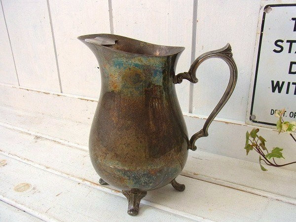 猫脚デザイン・シルバー製・アンティーク・ピッチャー/水差し/銀製 USA