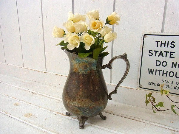 猫脚デザイン・シルバー製・アンティーク・ピッチャー/水差し/銀製 USA