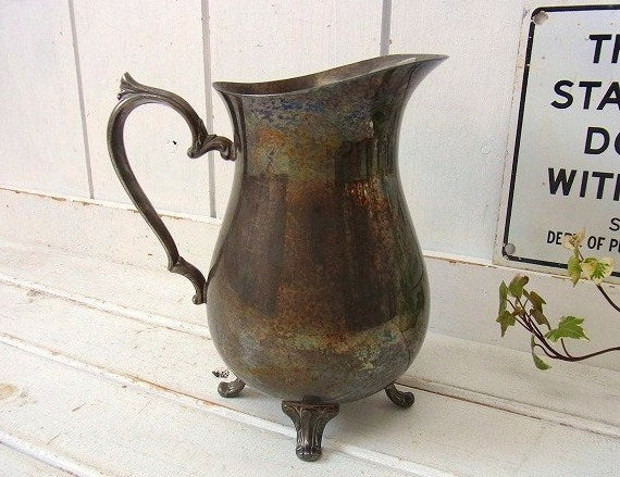 猫脚デザイン・シルバー製・アンティーク・ピッチャー/水差し/銀製 USA