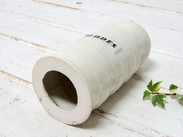 BLADES・BARBER 床屋 サインポール・セラミック製・ヴィンテージ・カミソリ刃入れ USA