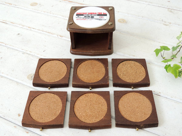 【GE TIRE・タイヤ・トラック】アドバタイジング・木製・ビンテージ・コースターセット・アメ車