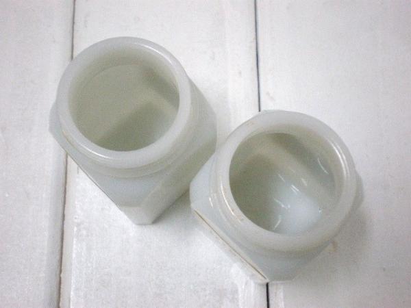 【MINT&BAY LEAF】USA・ミルクガラス製・アンティーク・スパイスボトル2個セット