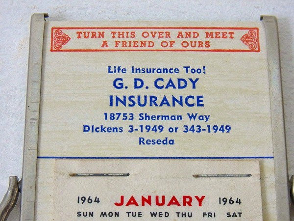 1964's カレンダー付き 店内装飾品 アメリカンビンテージ ・卓上・ミラー 鏡 USA