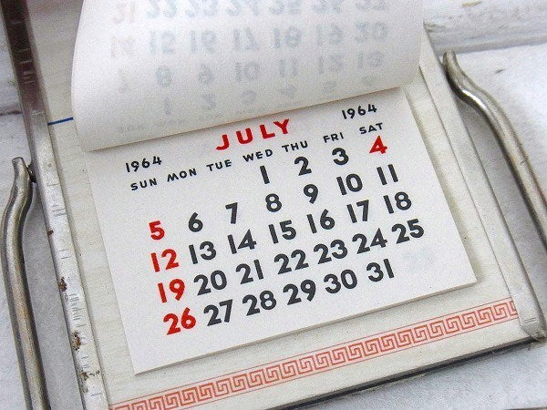 1964's カレンダー付き 店内装飾品 アメリカンビンテージ ・卓上・ミラー 鏡 USA