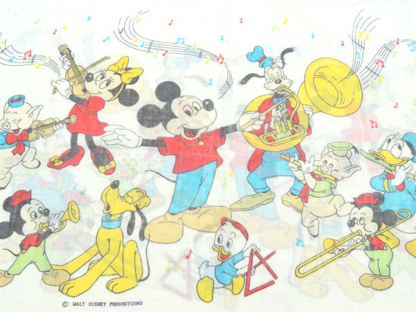 【ミッキー&フレンズ】3匹のこぶた・オーケストラ柄・ヴィンテージ・ピロケース・枕カバー USA