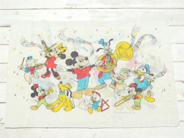 【ミッキー&フレンズ】3匹のこぶた・オーケストラ柄・ヴィンテージ・ピロケース・枕カバー USA