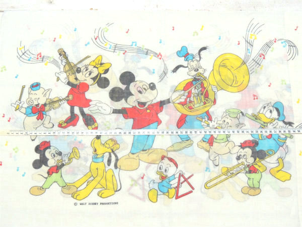 【ミッキー&フレンズ】3匹のこぶた・オーケストラ柄・ヴィンテージ・ピロケース・枕カバー USA