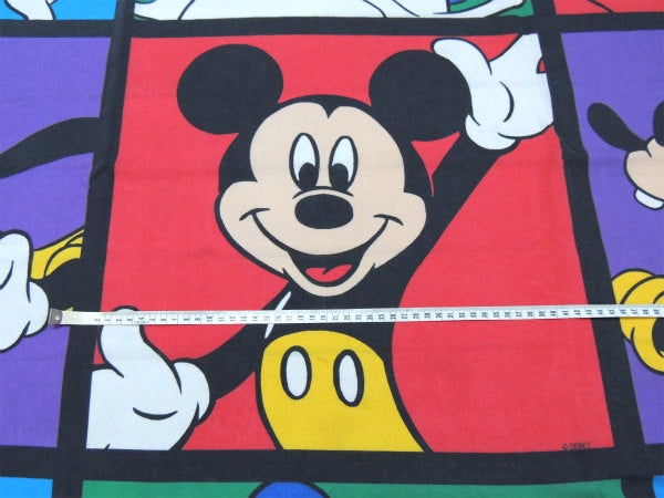 【ミッキー&フレンズ】ディズニー・43㎝パネル柄・ヴィンテージ・ユーズドシーツ(フラットタイプ)