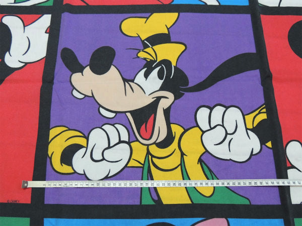 【ミッキー&フレンズ】ディズニー・43㎝パネル柄・ヴィンテージ・ユーズドシーツ(フラットタイプ)