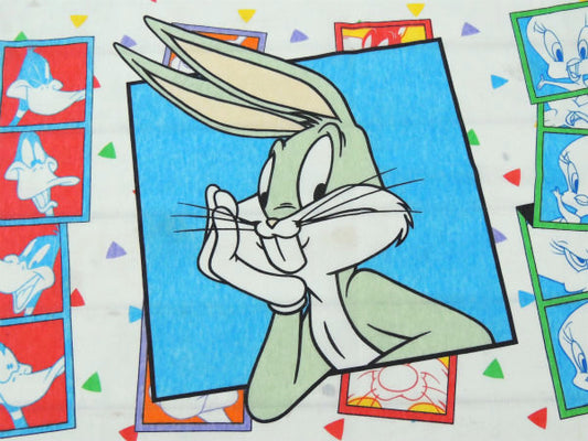 ルーニーテューンズ バッグスバニー&トゥイーティー等・フィルム柄・ユーズドシーツ(フラットシーツ)