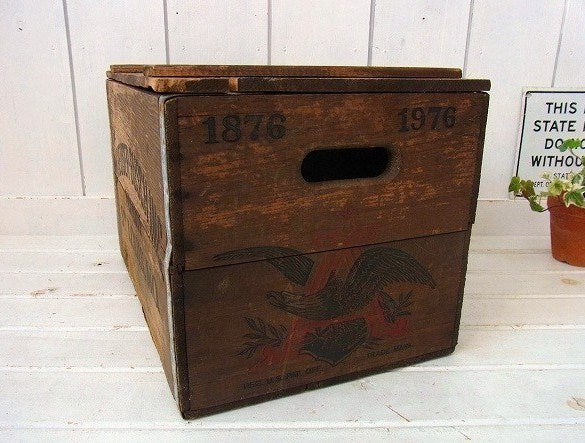 【Budweiser】バドワイザー・フタ付き・ヴィンテージ・ウッドボックス/木箱 USA