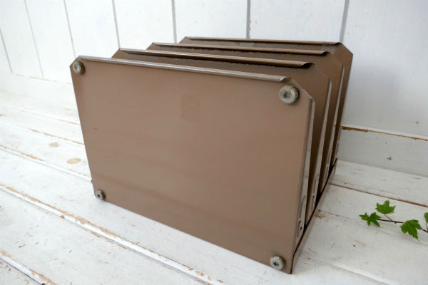 LIT-NING 工業系 メタル製 壁掛け&卓上 4段 ヴィンテージ 書類ラック ファイルラック