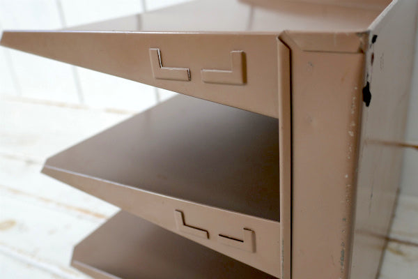 LIT-NING 工業系 メタル製 壁掛け&卓上 4段 ヴィンテージ 書類ラック ファイルラック