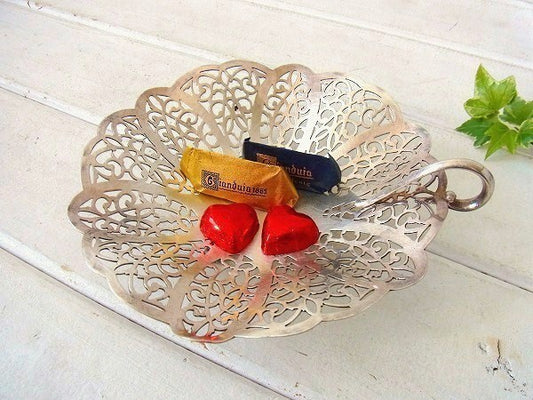 【Lovelace】銀製・猫脚デザイン・アンティーク・シルバープレート/キャンディトレイ USA