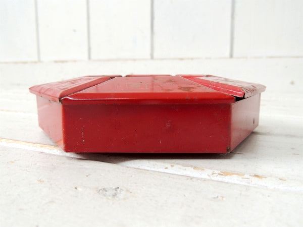 ステーショナリー レッドカラー ビンテージ 卓上 オーガナイザー 小物入れ ティン製