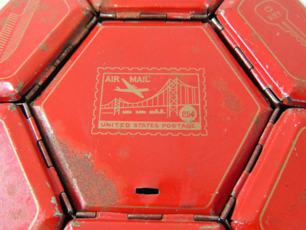 ステーショナリー レッドカラー ビンテージ 卓上 オーガナイザー 小物入れ ティン製