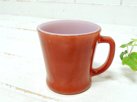 ファイヤーキング Fire King 赤茶色&栗色 60's Dハンドル マグカップ 食器
