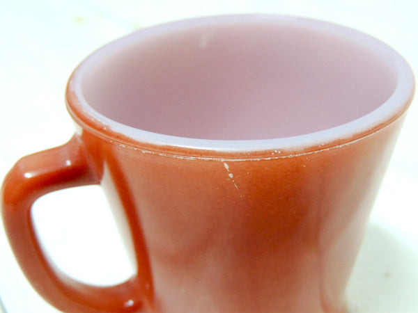 ファイヤーキング Fire King 赤茶色&栗色 60's Dハンドル マグカップ 食器